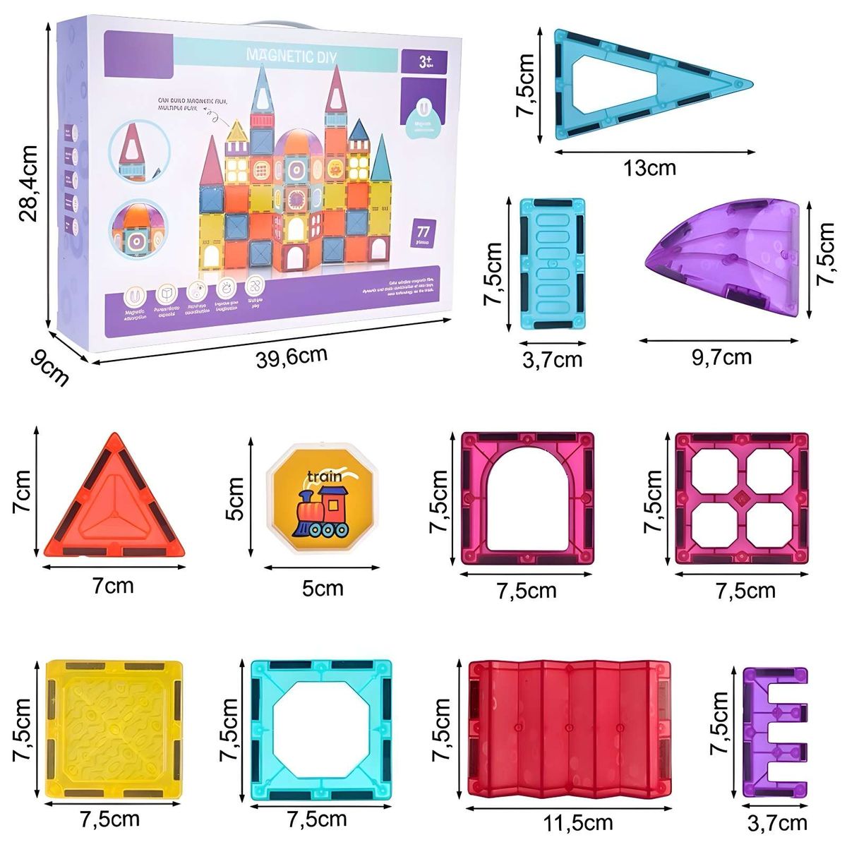 GENERICO - BLOCK MAGNETICO CASTILLO 77 PIEZAS