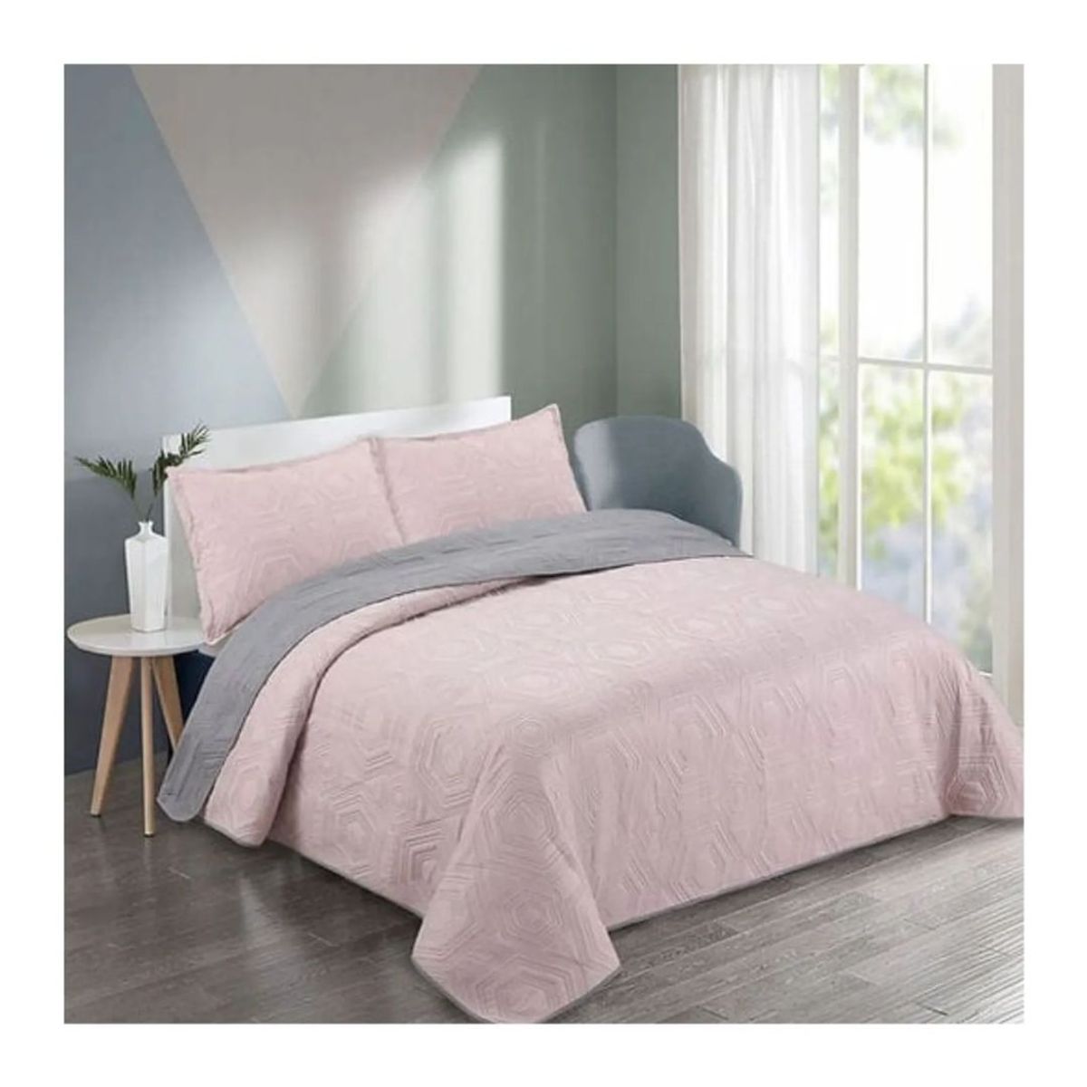 GENERICO - Cubrecama Quilt Verano King - Modelos Unicolores