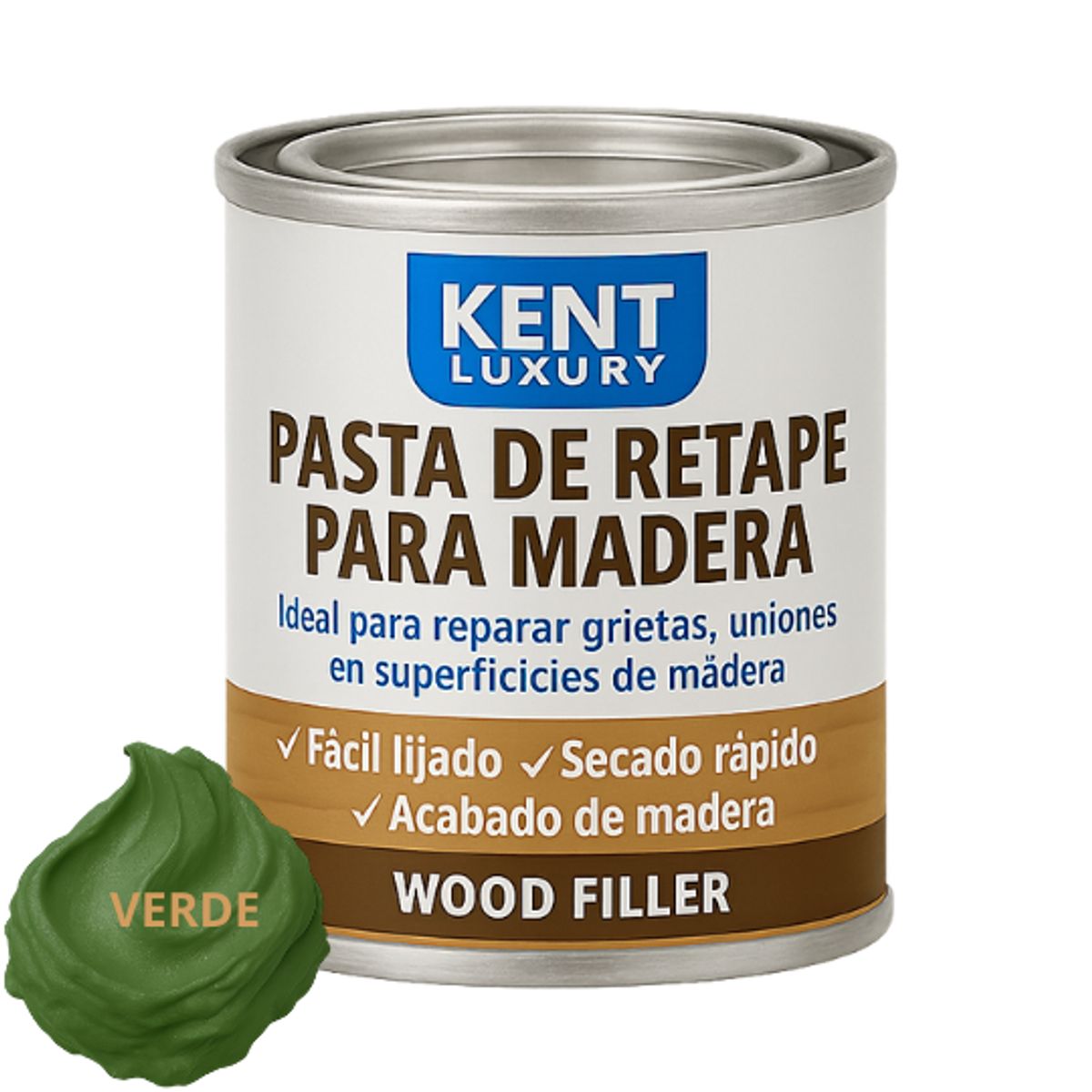 KENT - PASTA RETAPE DE MADERAS 200 GRAMOS - TONO VERDE IMPREGNADO