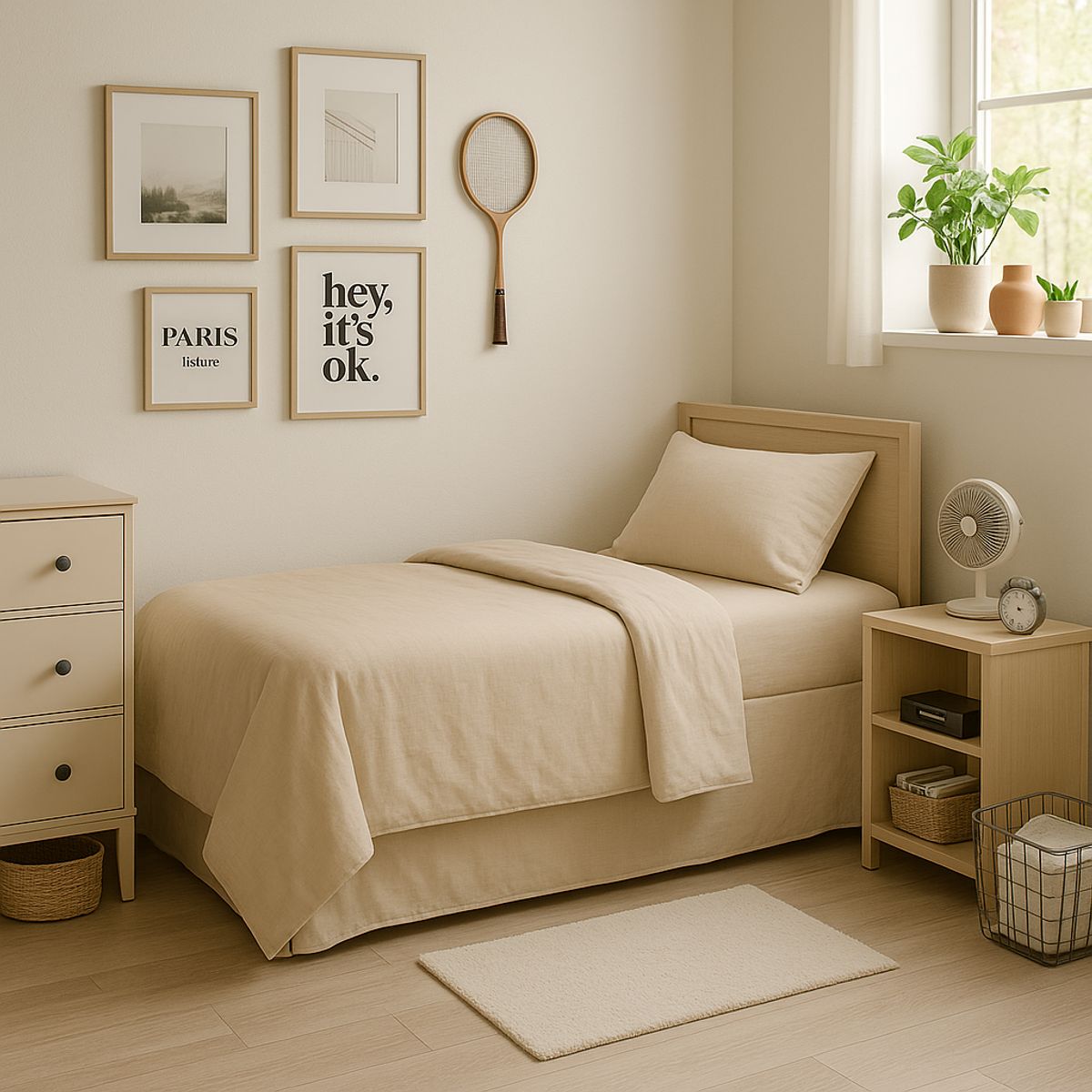ARMONIA - Set de Sábanas 144 Hilos Beige 1½ Plazas Económico