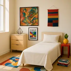 ARMONIA - Conjunto de Sábanas 144 Hilos Blanco Plaza y Media Hogar