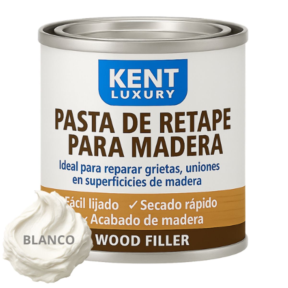 KENT - PASTA RETAPE DE MADERAS 450 GRAMOS - TONO BLANCO