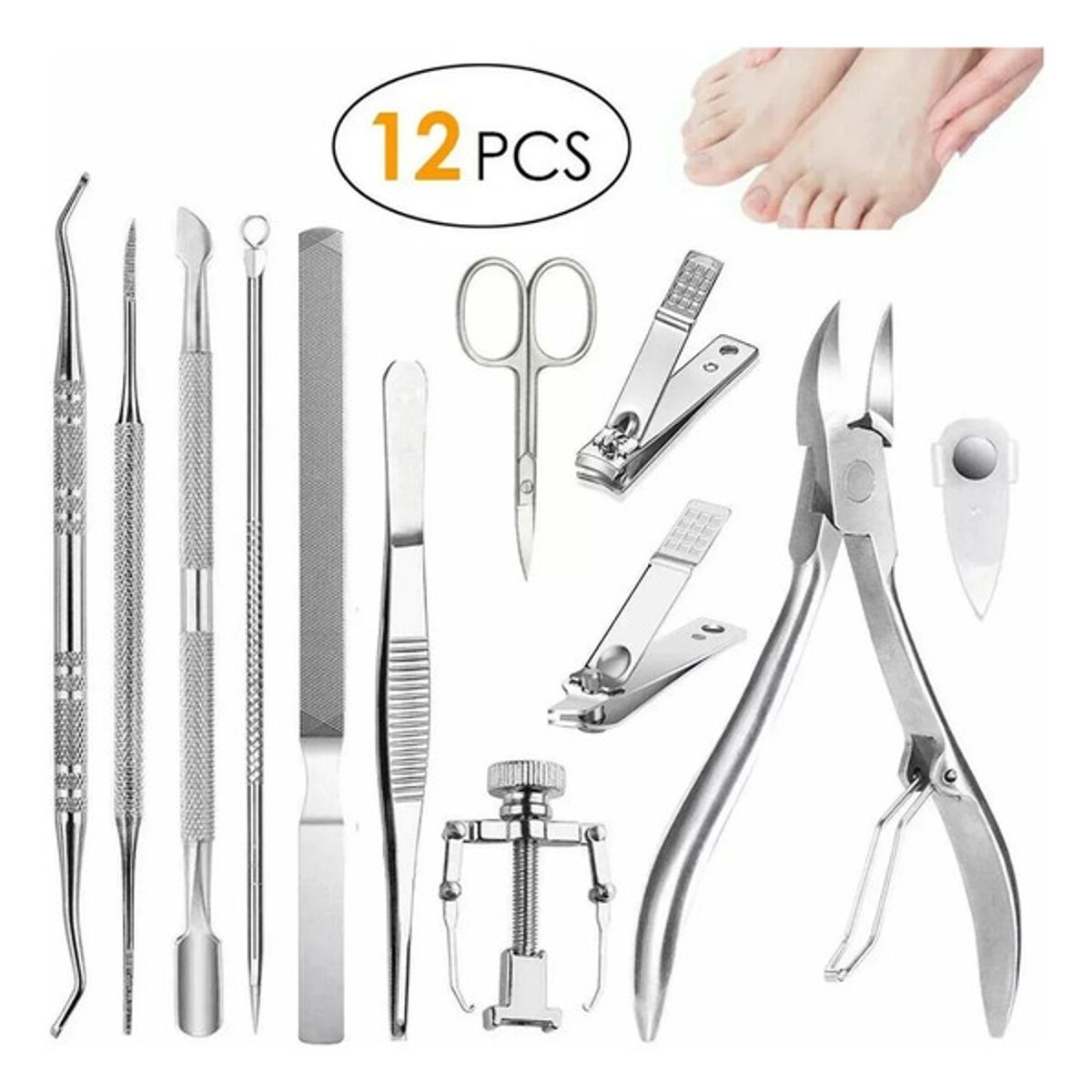 GENERICO - Kit 12 Pcs Herramientas Uñas Encarnadas Set Pedicura