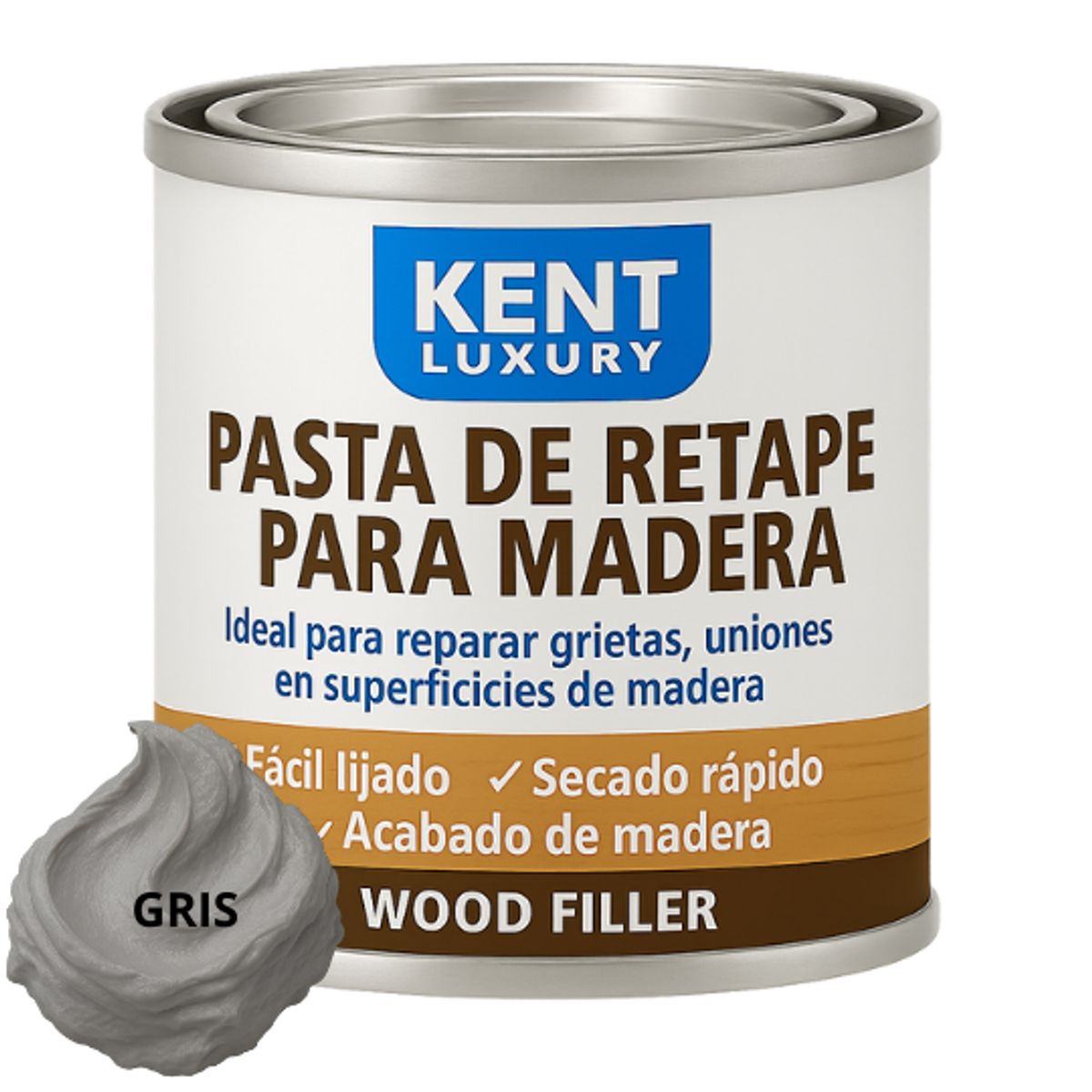 KENT - PASTA RETAPE DE MADERAS 450 GRAMOS - TONO GRIS
