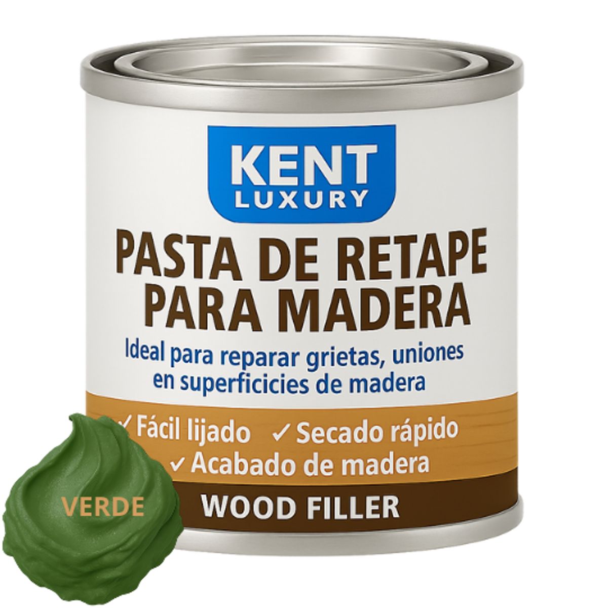KENT - PASTA RETAPE DE MADERAS 450 GRAMOS - TONO VERDE IMPREGNADO