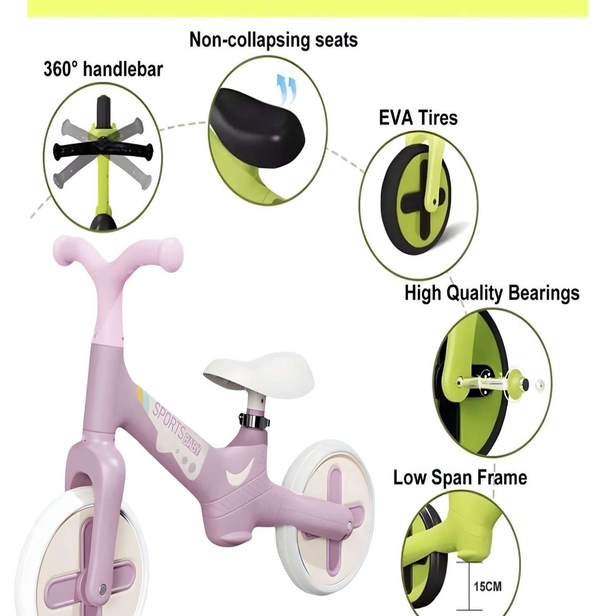 GENERICO - Bicicleta Equilibrio Balance Aprendizaje Sin Pedal Niña Rosa