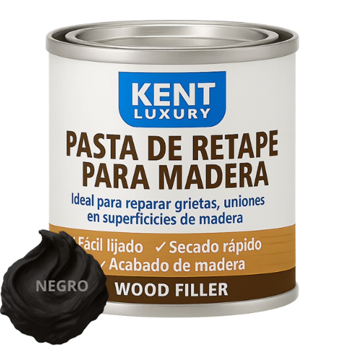 KENT - PASTA RETAPE DE MADERAS 825 GRAMOS - TONO NEGRO