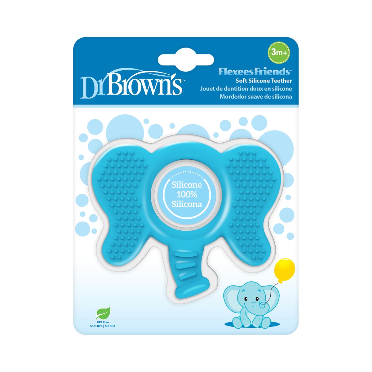 DR BROWN'S - Mordedor Flexible Dr Brown´s Elefante Celeste 3m+ Flexees