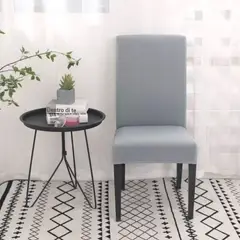 GENERICO - Fundas para sillas 6 unidades diseño liso gris elasticada