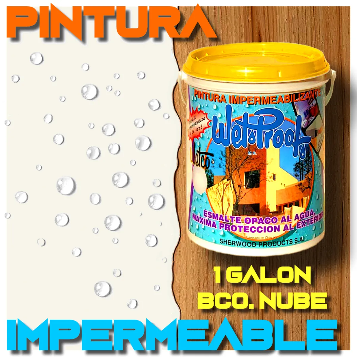 WETPROOF - PINTURA IMPERMEABLE MADERA EXTERIOR BLANCO NUBE AL AGUA WETCO® 1 GALON