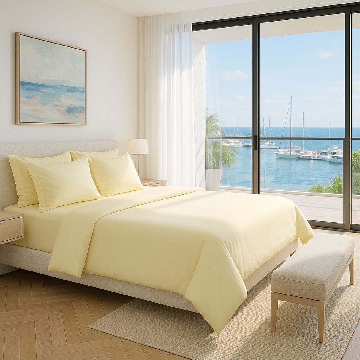 ARMONIA - Set de Sábanas Signature 800 Hilos Amarillo Pastel Queen