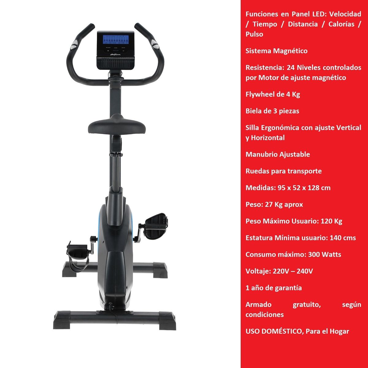 BODYTRAINER - Bicicleta Estática Magnética Bes 500 Mgntc