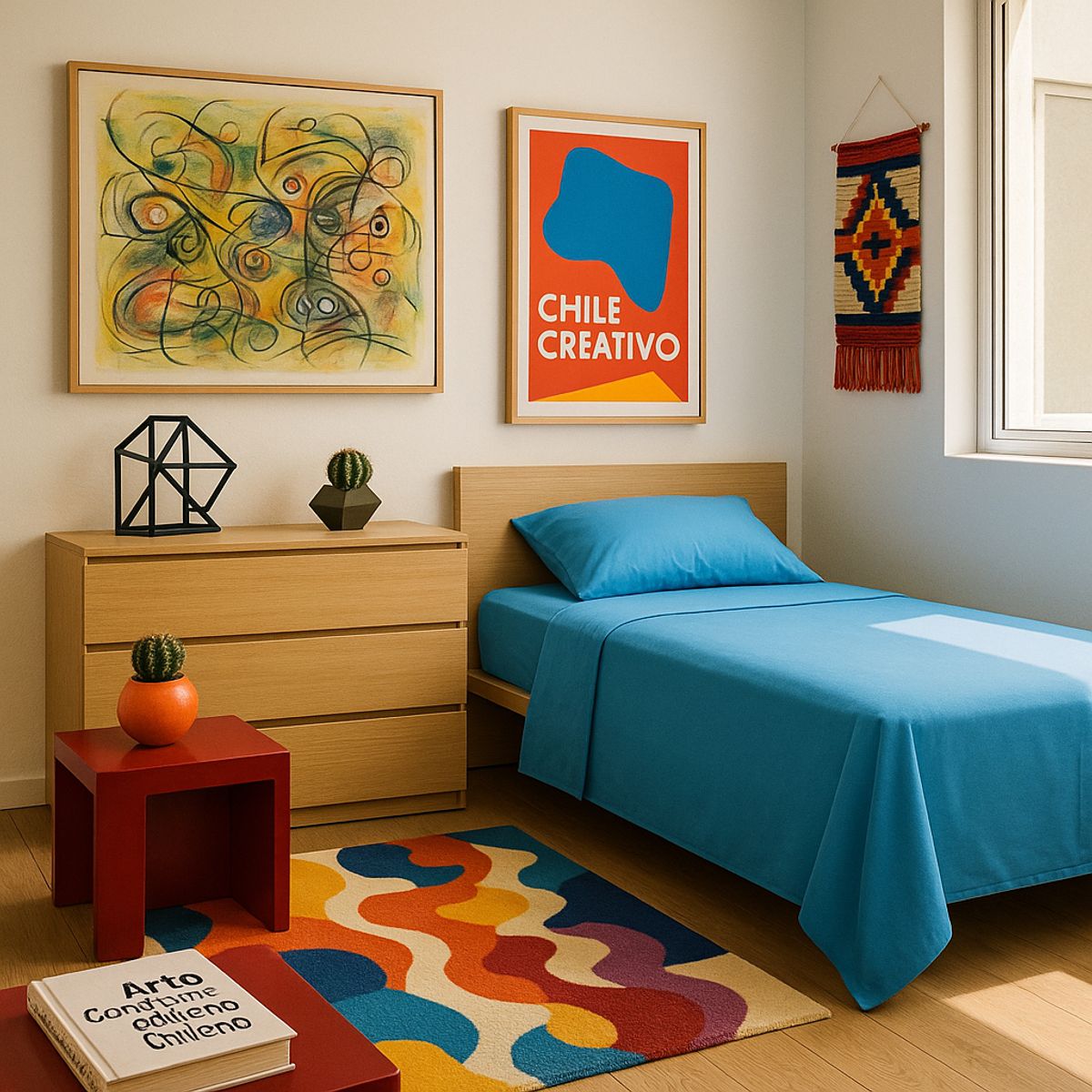 ARMONIA - Ropa de Cama 144 Hilos Azul Plaza y Media Clásico