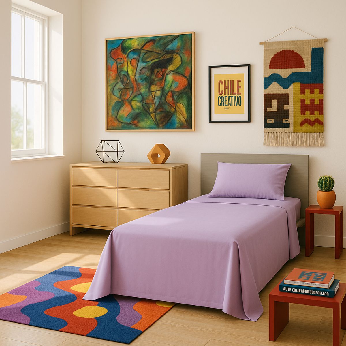 ARMONIA - Conjunto de Sábanas 144 Hilos Morado 1½ Plazas