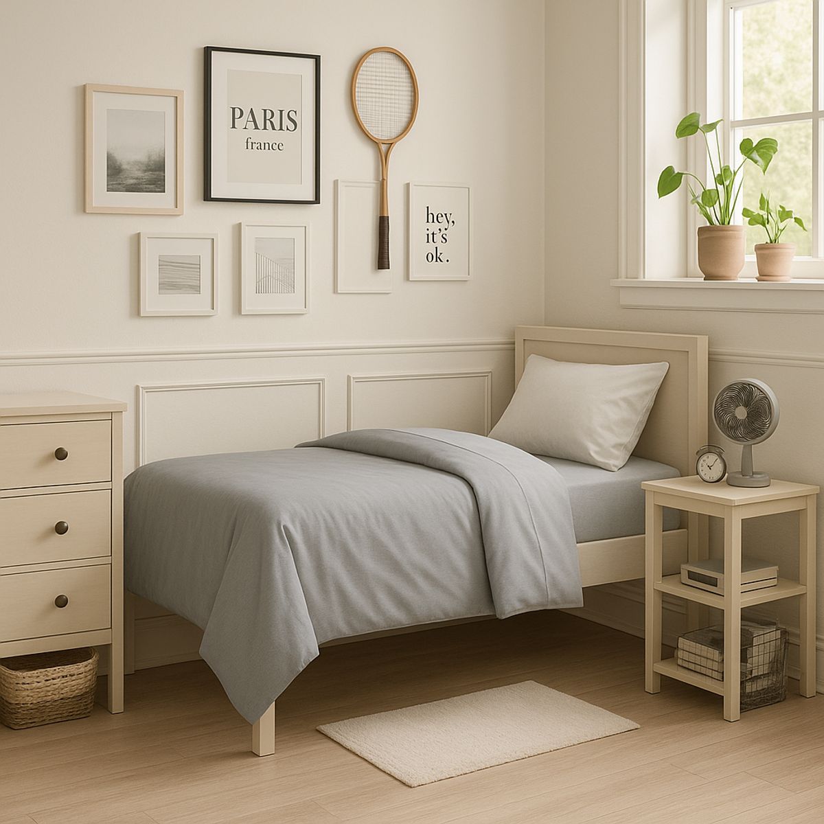 ARMONIA - Juego de Sábanas 144 Hilos Gris 1½ Plazas Básico