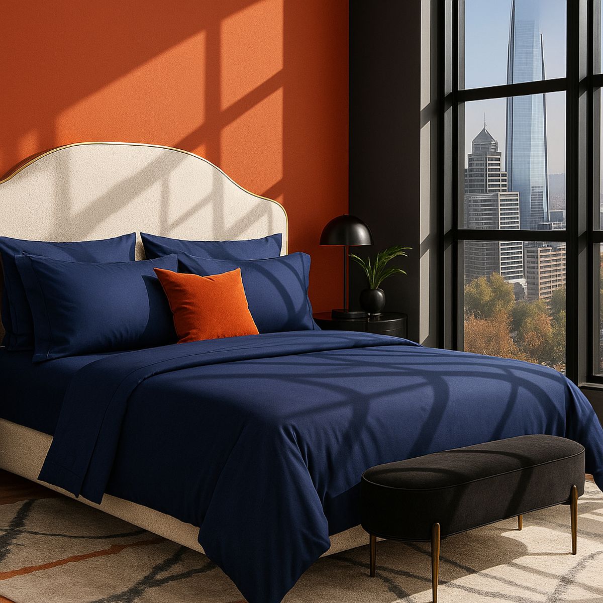 ARMONIA - Ropa de Cama Signature 800 Hilos Azul Marino 2 Plazas