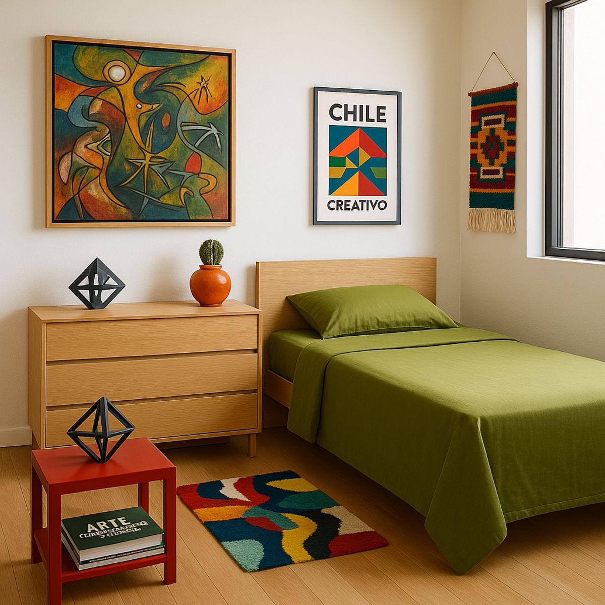 ARMONIA - Set de Sábanas 144 Hilos Verde 1½ Plazas Clásico