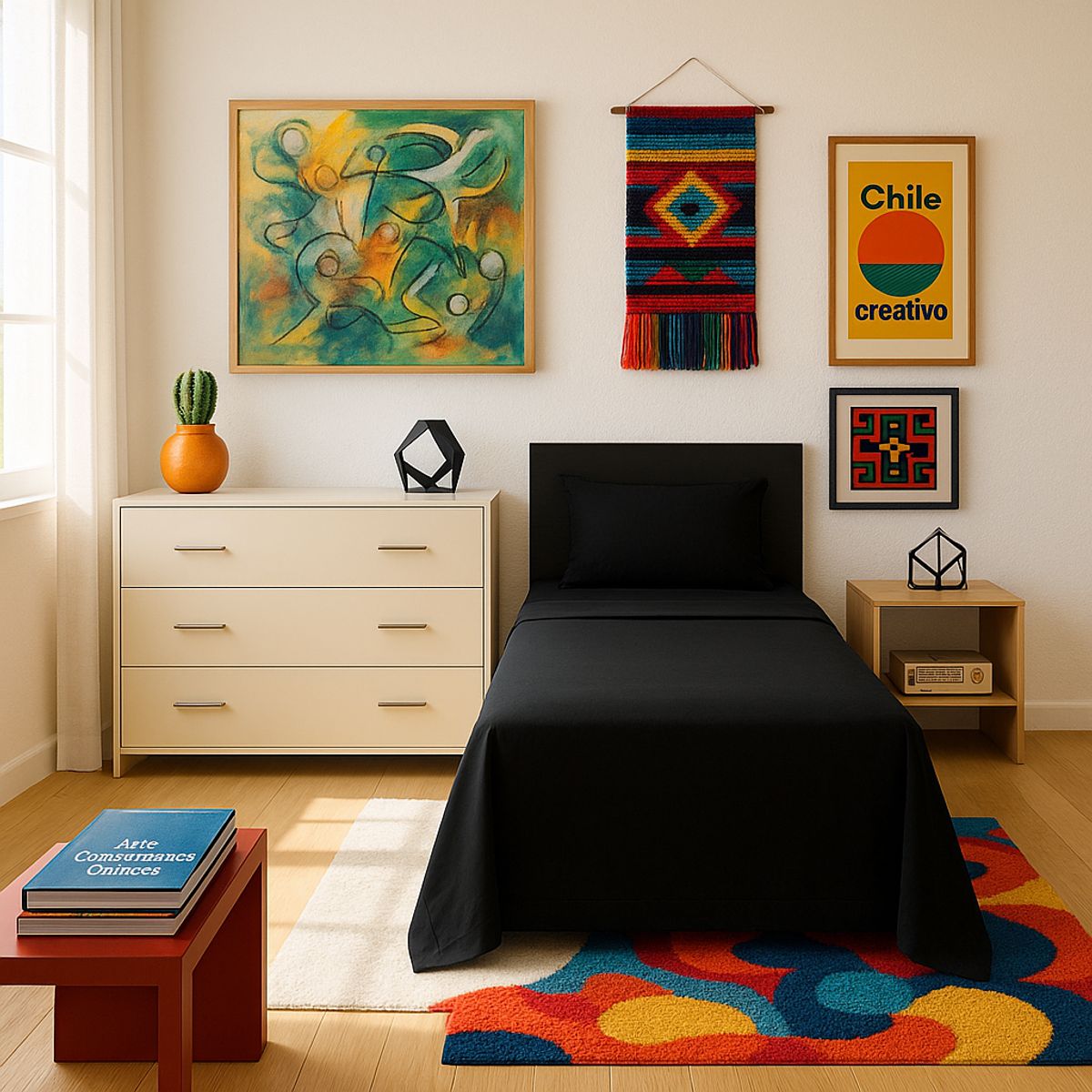 ARMONIA - Set de Sábanas 144 Hilos Negro Plaza y Media Económicas