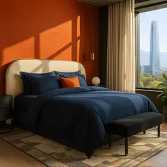 ARMONIA - Conjunto de Sábanas Signature 800 hilos Azul Celeste 2 Plazas