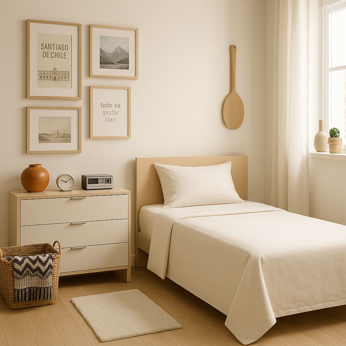 ARMONIA - Conjunto de Sábanas 144 Hilos Beige 1½ Plazas Básico