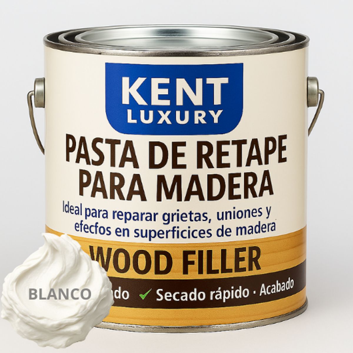 KENT - GALON PASTA RETAPE DE MADERAS 6400 GRAMOS - TONO BLANCO