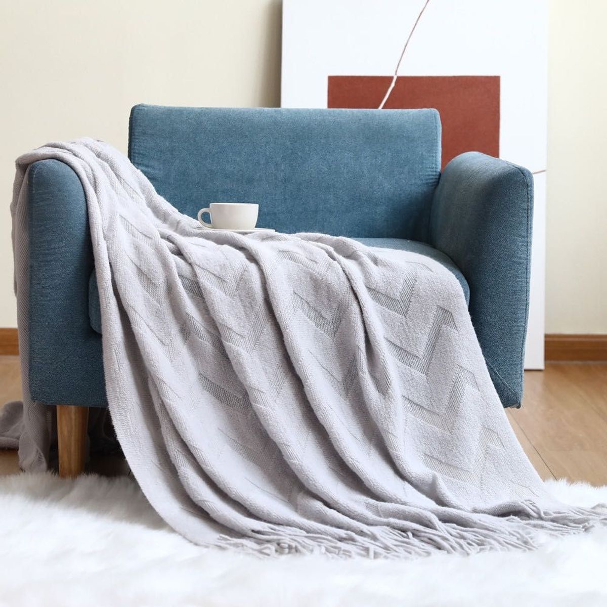 GENERICO - MANTA DE CHENILLE SUAVE DECORATIVA  SOFA Y CAMA FLECOS