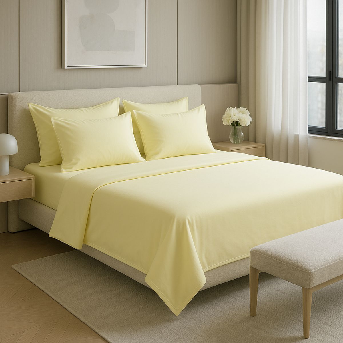 ARMONIA - Juego de Sábanas Signature 800 Hilos Amarillo Pastel Queen