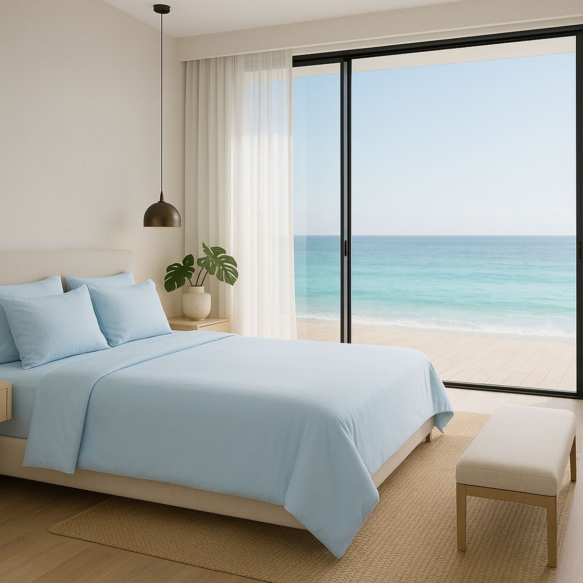 ARMONIA - Set de Cama Signature 800 Hilos Azul Celeste 2 Plazas