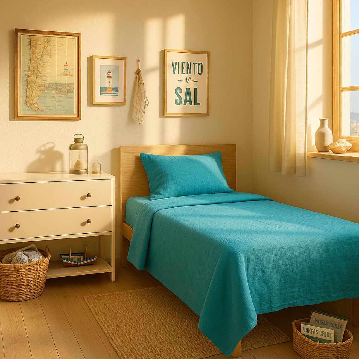 ARMONIA - Set de Sábanas Clásicas 144 Hilos Verde Plaza y Media