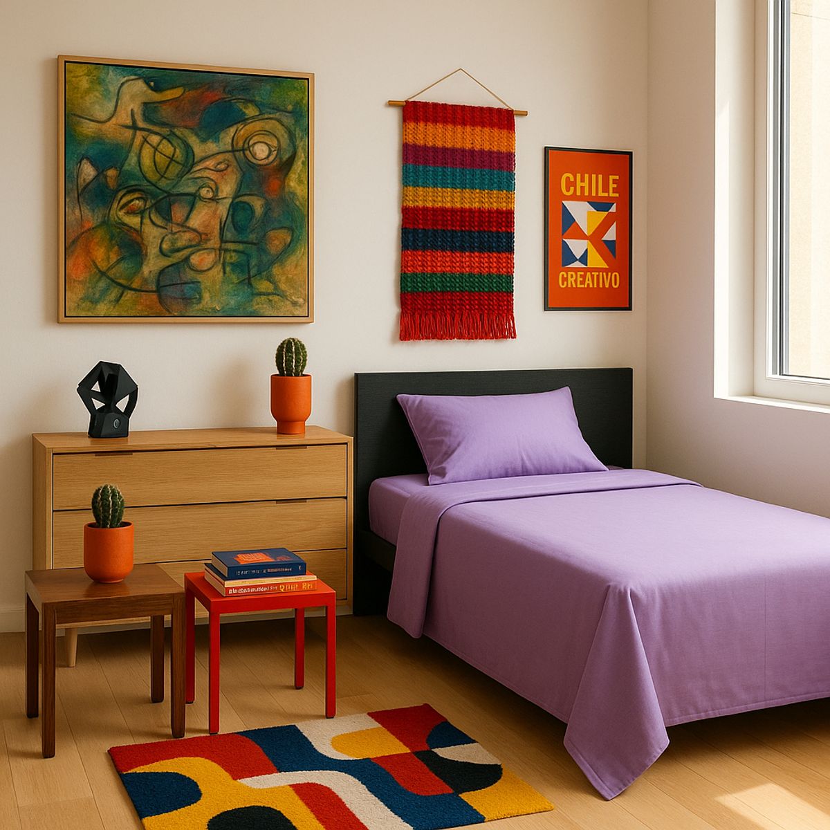 ARMONIA - Juego de Sábanas 144 Hilos Morado 1½ Plazas