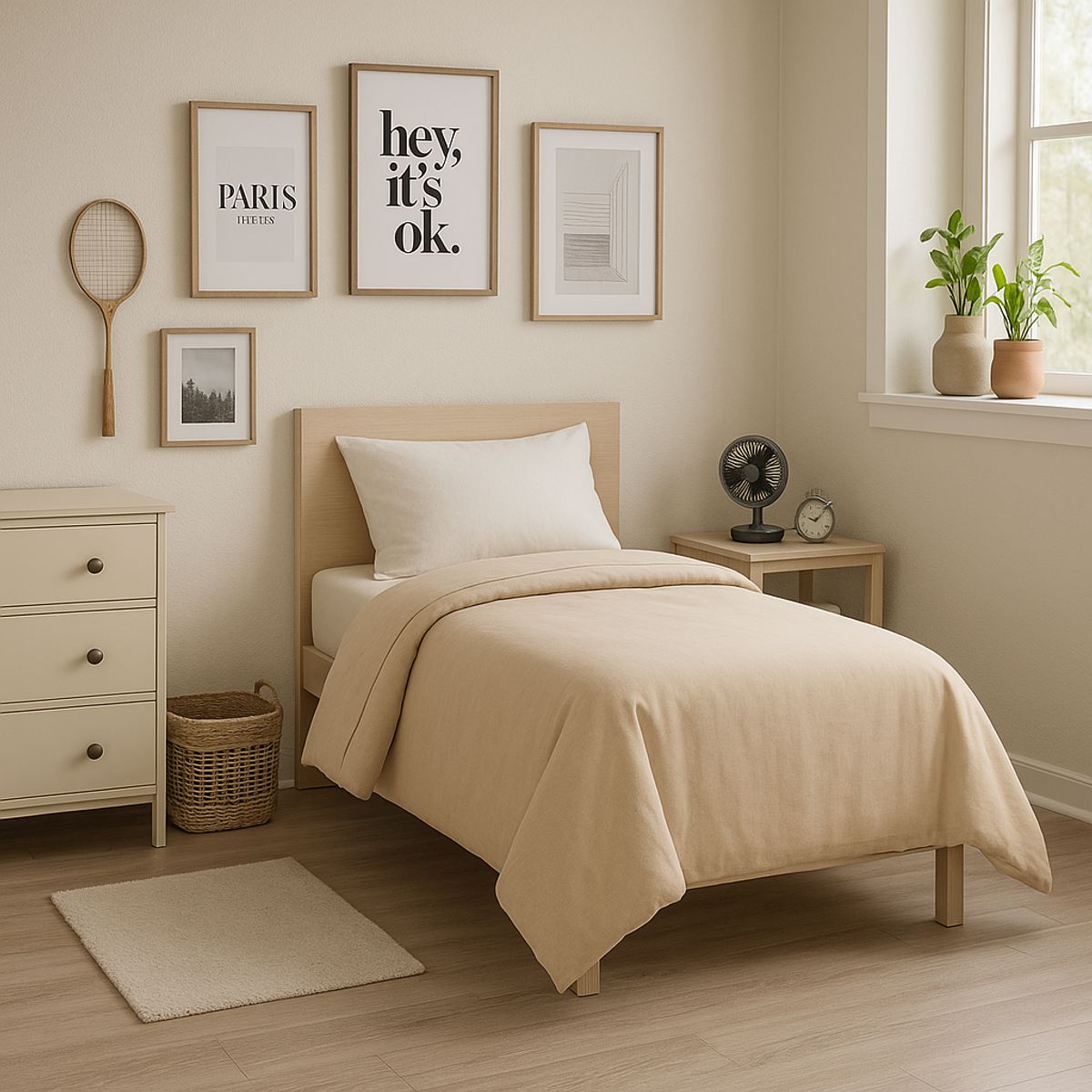 ARMONIA - Set de Sábanas 144 Hilos Beige 1½ Plazas