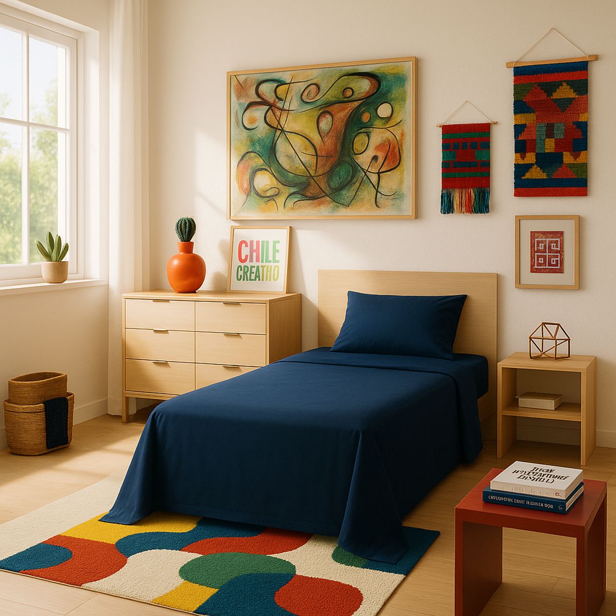 ARMONIA - Ropa de Cama Azul 144 Hilos Plaza y Media Económica