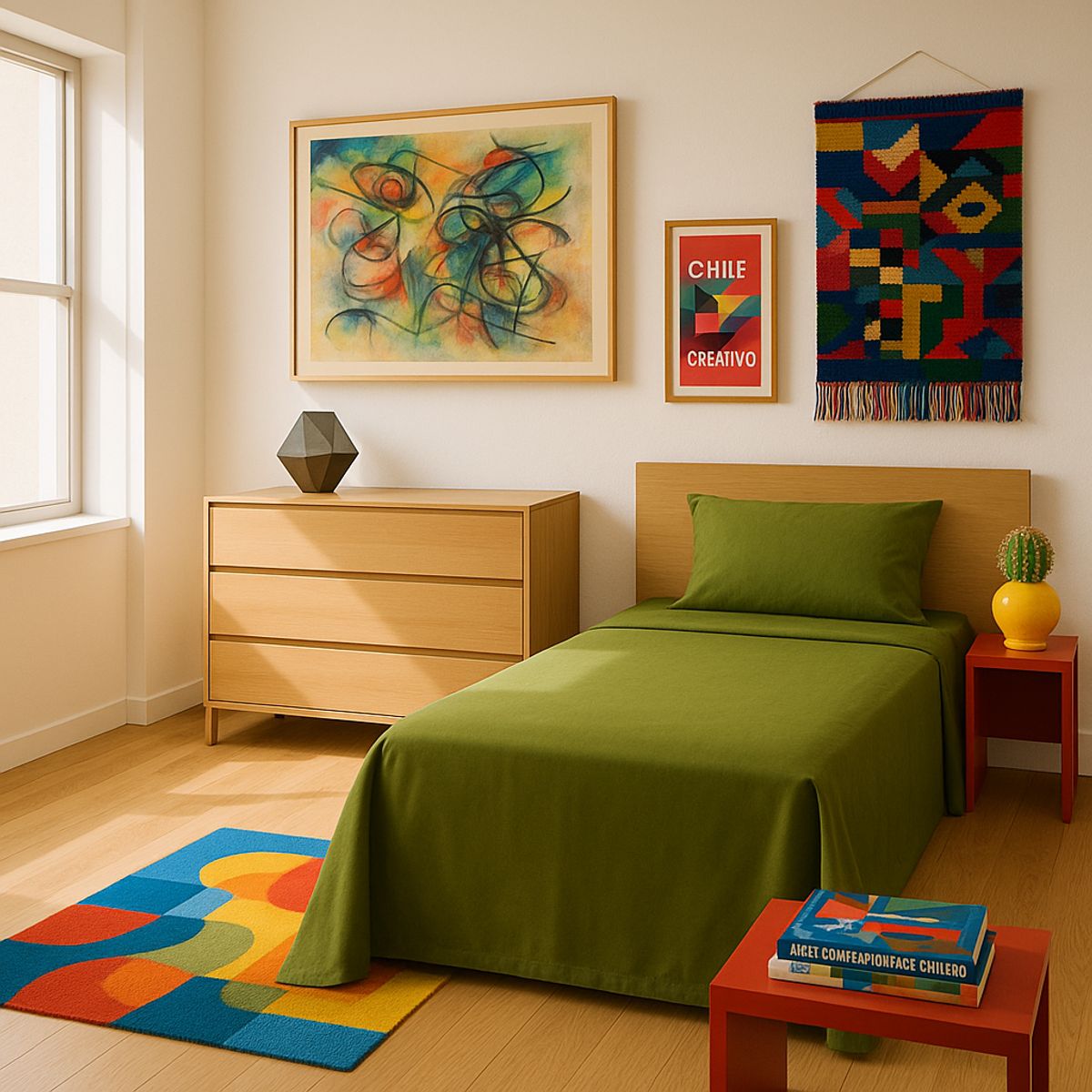 ARMONIA - Set de Cama Hogar 144 Hilos Verde Plaza y Media