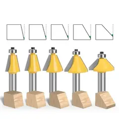 GENERICO - Fresa Madera Copiadora Angulo 11.25 A 45 Grados 5pcs Toma ½