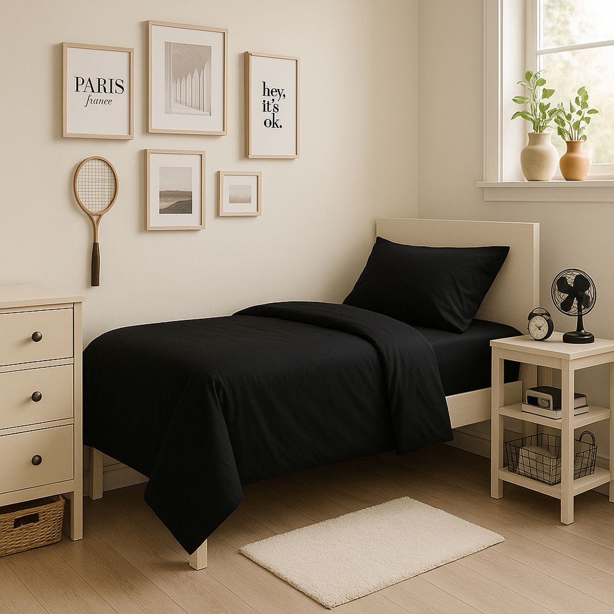 ARMONIA - Ropa de Cama Negro 144 Hilos Plaza y Media Económica