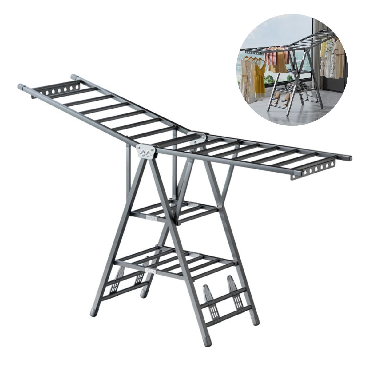 ATURE - Perchero Plegable De Acero Al Carbono De 170 Cm