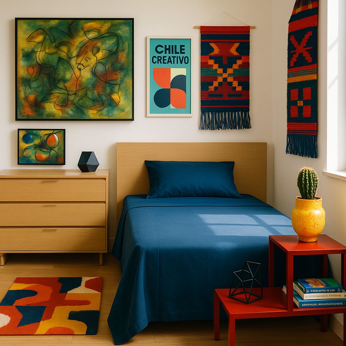 ARMONIA - Conjunto de Sábanas 144 Hilos Azul 1½ Plazas