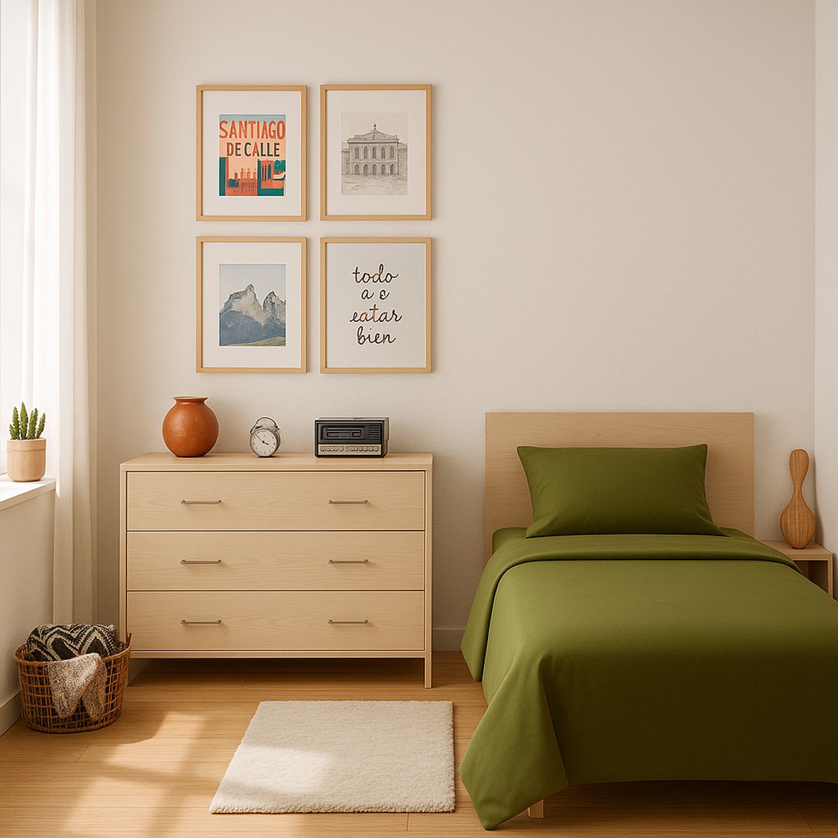 ARMONIA - Juego de Cama 144 Hilos Verde 1½ Plazas Económico