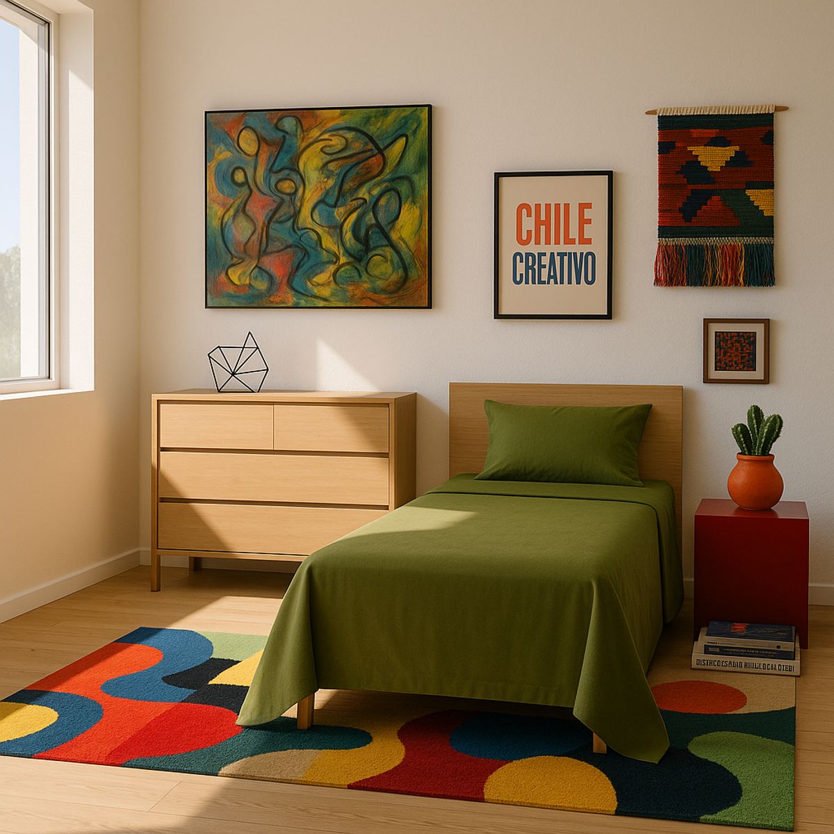 ARMONIA - Juego de Cama 144 Hilos Verde 1½ Plazas Económico