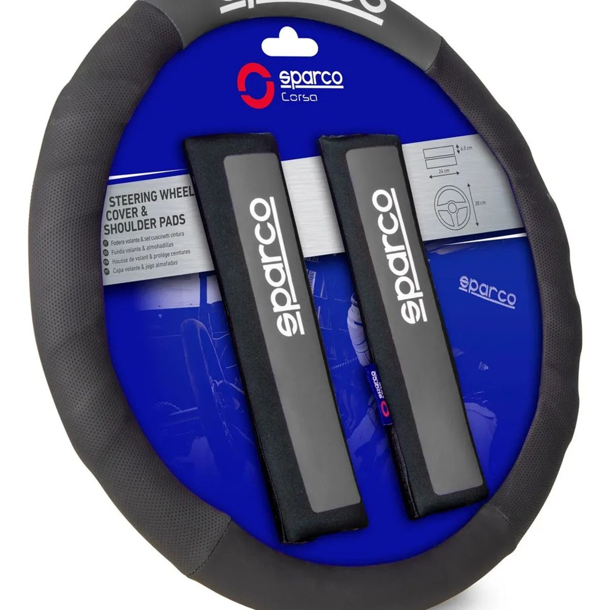 SPARCO - Cubre Volante + Cubre Cinturon Auto Sparco 1111 Universal