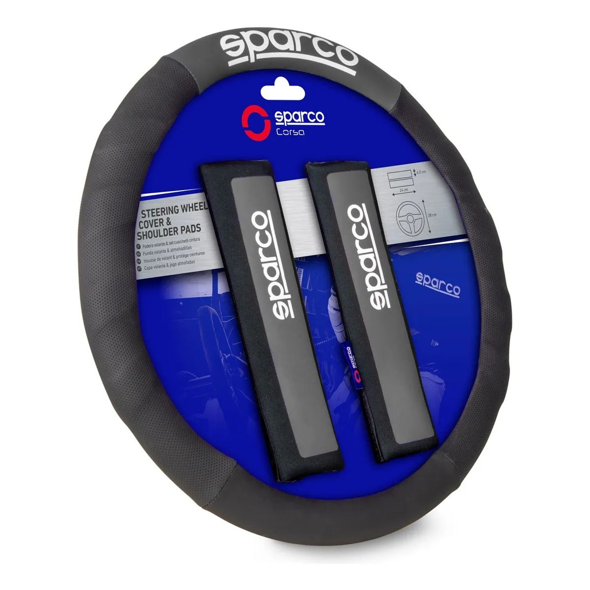 SPARCO - Cubre Volante + Cubre Cinturon Auto Sparco 1111 Universal