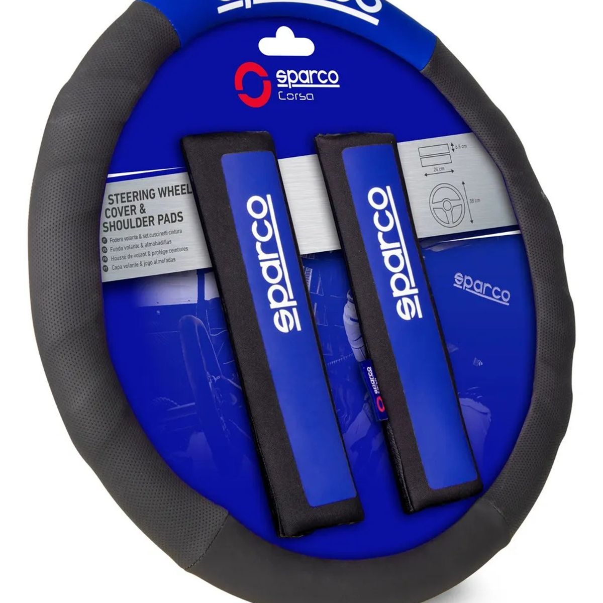SPARCO - Cubre Volante + Cubre Cinturon Auto Sparco 1111 Universal