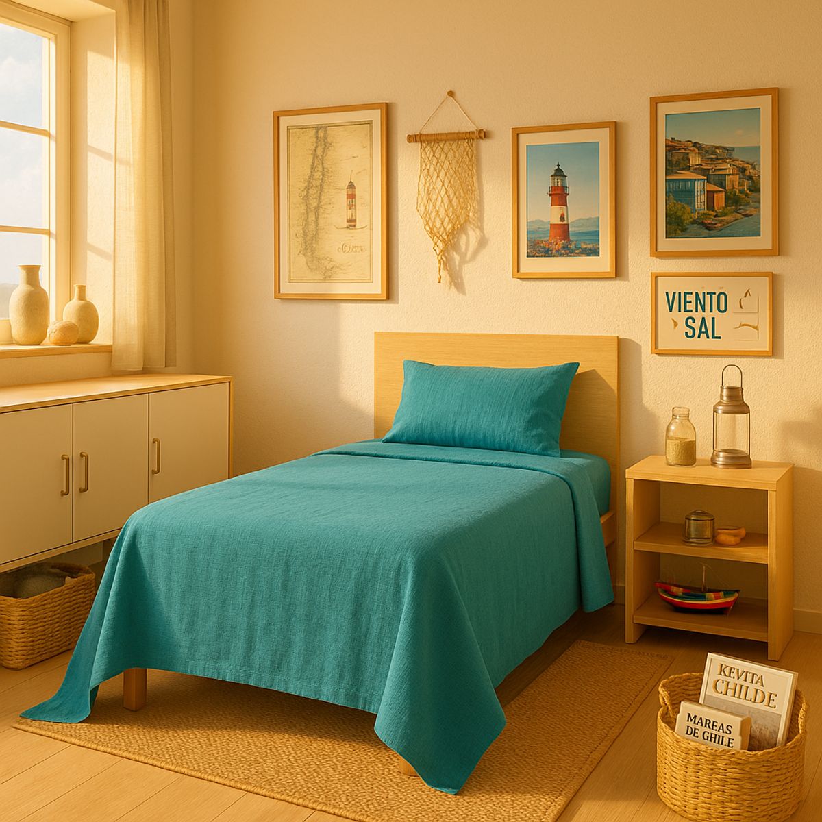 ARMONIA - Ropa de Cama 144 Hilos Verde Plaza y Media
