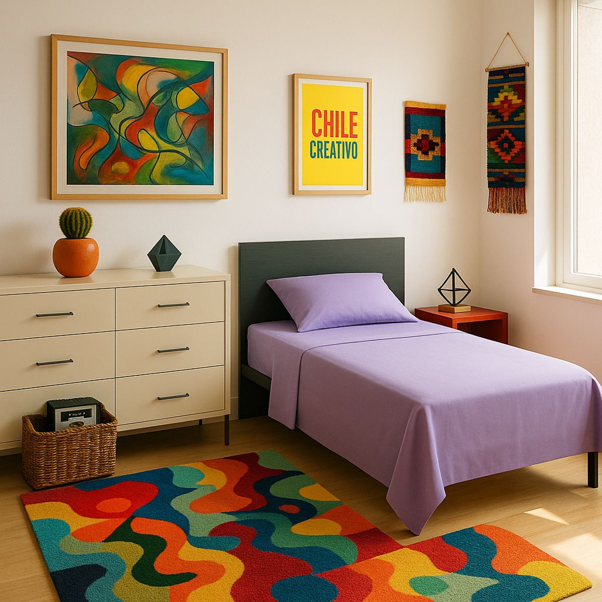 ARMONIA - Set de Sábanas 144 Hilos Morado Plaza y Media