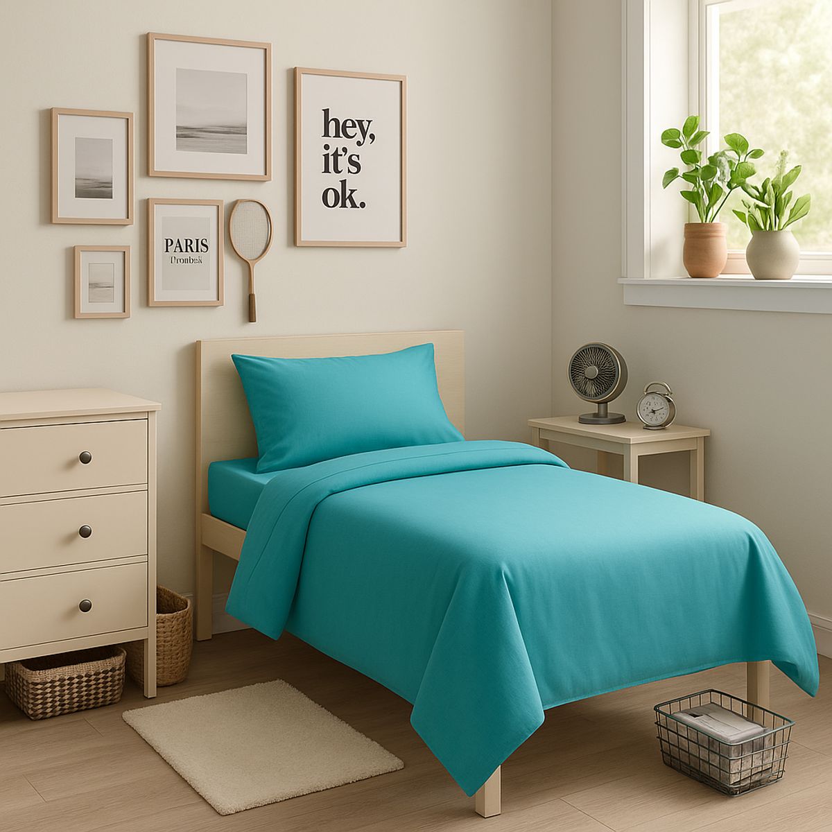 ARMONIA - Juego de Cama 144 Hilos Azul 1½ Plazas Clásico