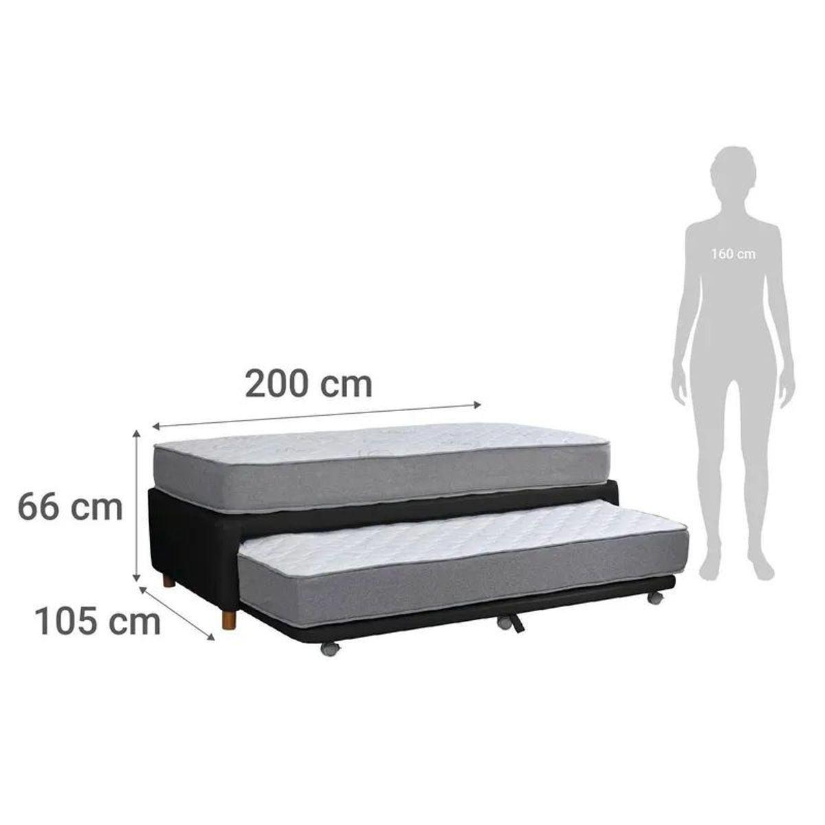 ALTERNATIVE - Cama Nido Ortopedic 1.5 Plazas X 2.00Mt Vitelio