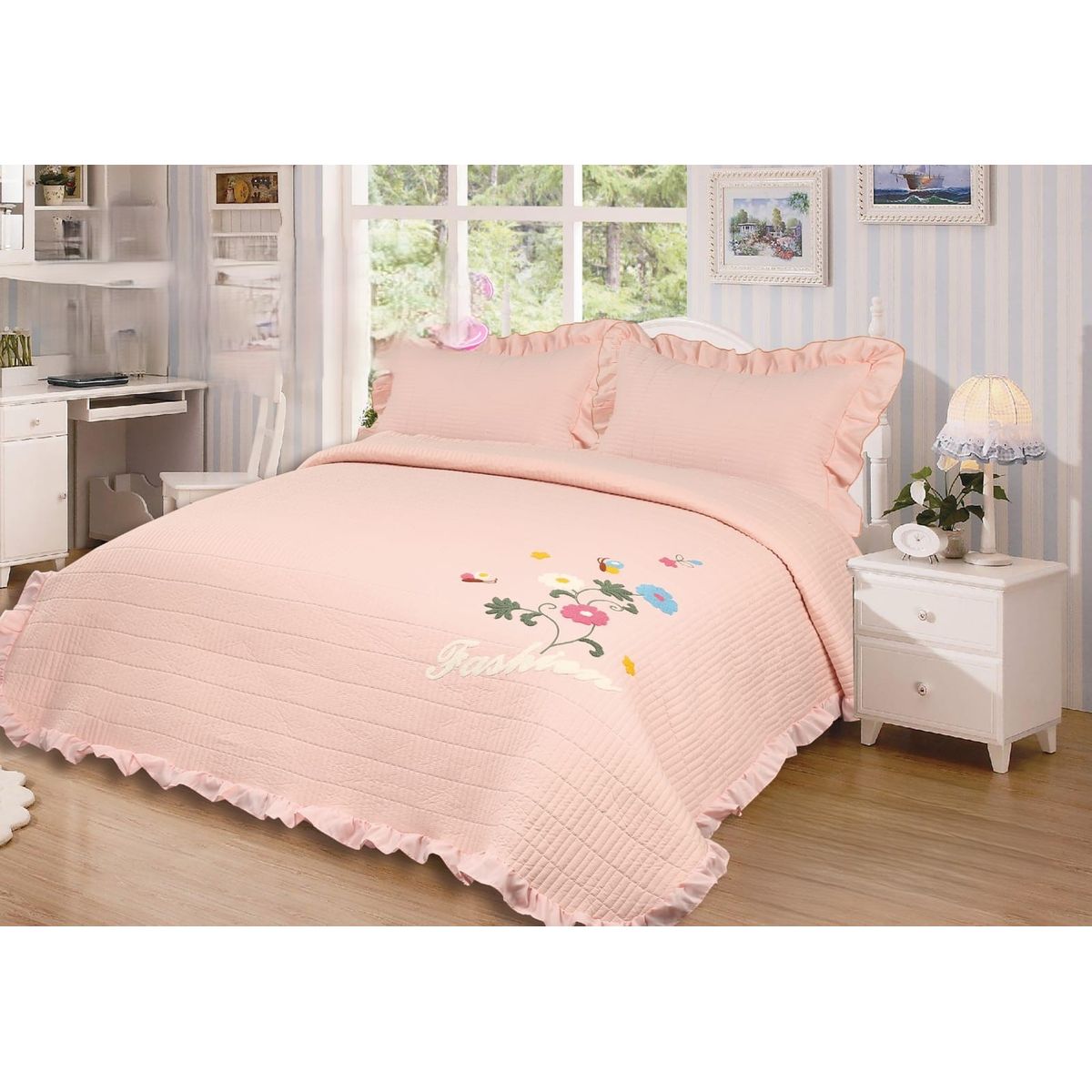 GENERICO - COBERTORES DE VERANO QUILT DE ALGODON BORDADOS