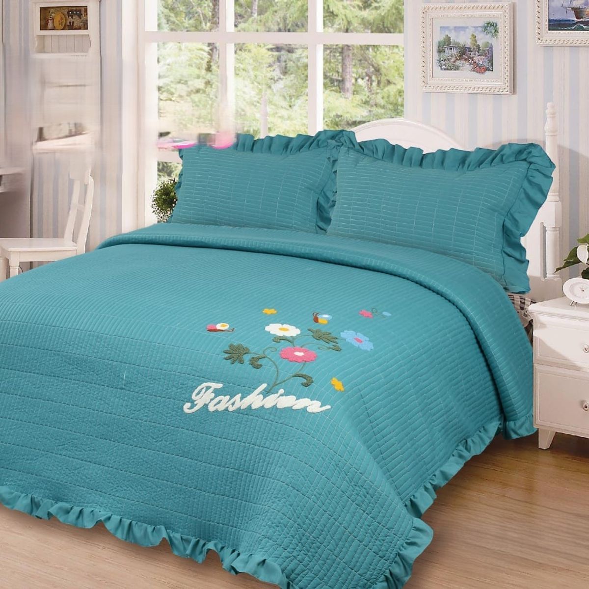 GENERICO - COBERTORES DE VERANO QUILT DE ALGODON BORDADOS