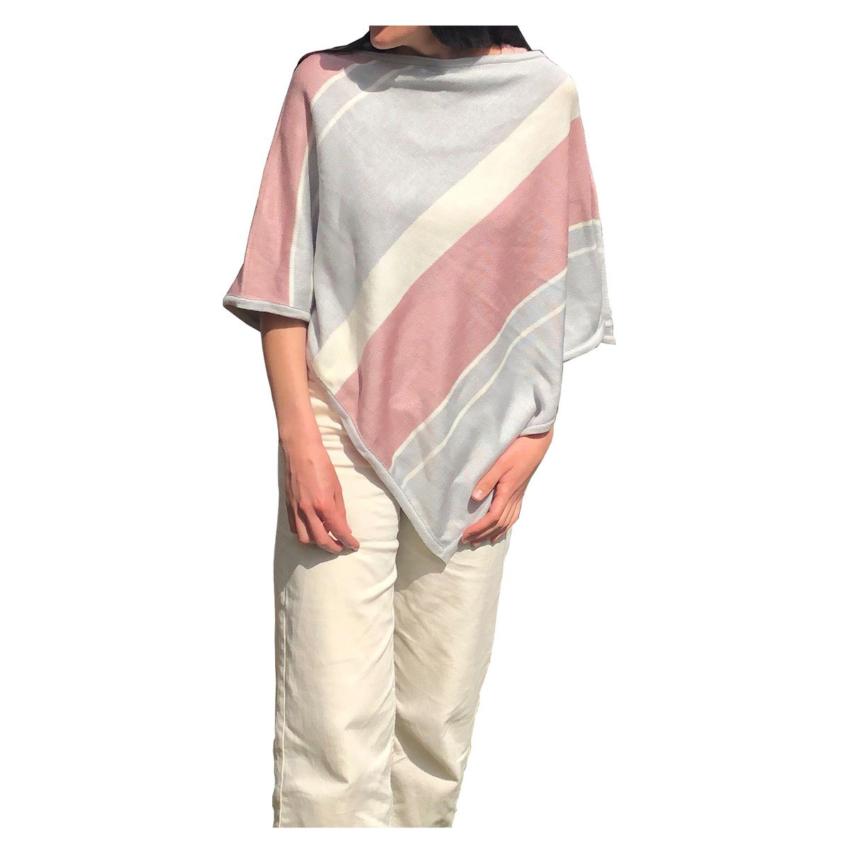 PAOLA MUZIO - Poncho hilo seda plateado