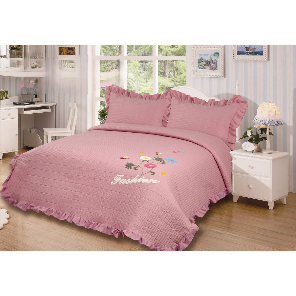 GENERICO - COBERTORES DE VERANO QUILT DE ALGODON BORDADOS